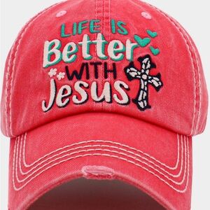 Pink Embroidered Cap